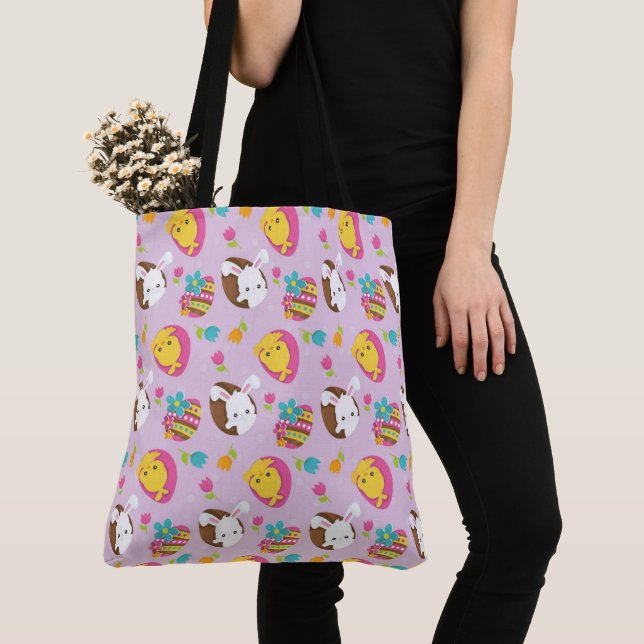 TOTE BAG BUNNIES DE PÂQUES ET POULET (De près)