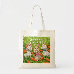 Tote Bag Bunnies et carottes de Pâques