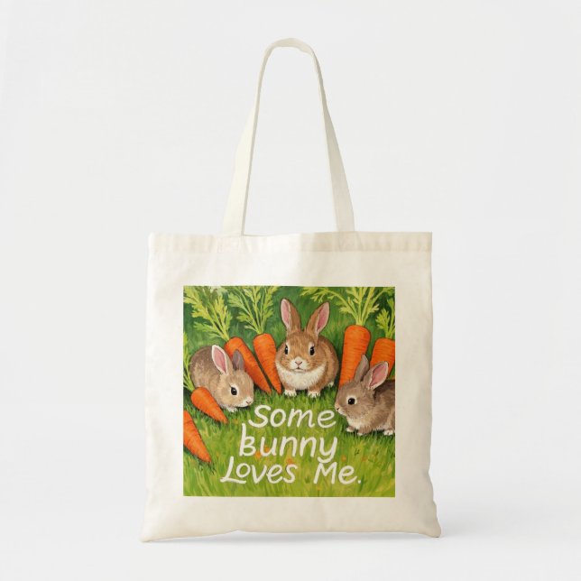 Tote Bag Bunnies et carottes de Pâques (Devant)