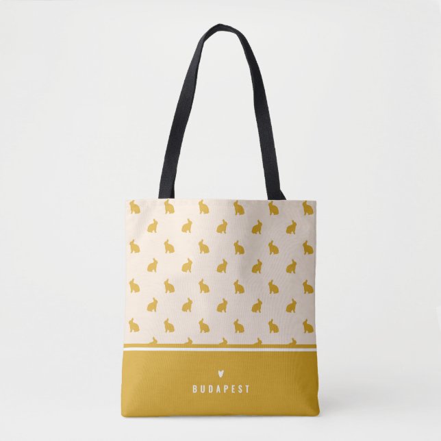 Tote Bag Bunny amant set voile couleur champagne (Devant)