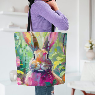 Tote Bag Bunny de printemps coloré Art Abstrait moderne