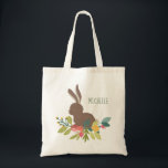Tote Bag Bunny de printemps Pâques avec nom<br><div class="desc">Célébrez le Printemps ou les Fêtes de Pâques avec notre Bunny Fourre-tout de Printemps. Personnalisez avec un nom ou un texte de votre choix pour créer un souvenir d'une nature qui deviendra certainement un favori.</div>