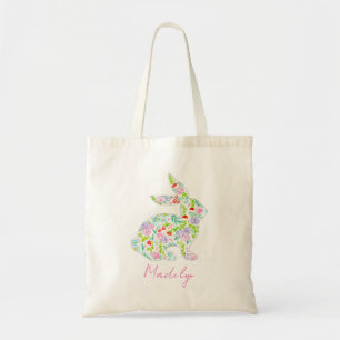 Tote Bag Bunny floral HAPPY EASTER Printemps coloré amusant