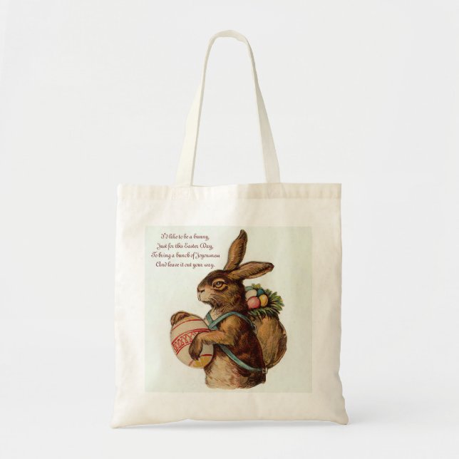 Tote Bag Bunny vintage de Pâques avec oeufs (Devant)