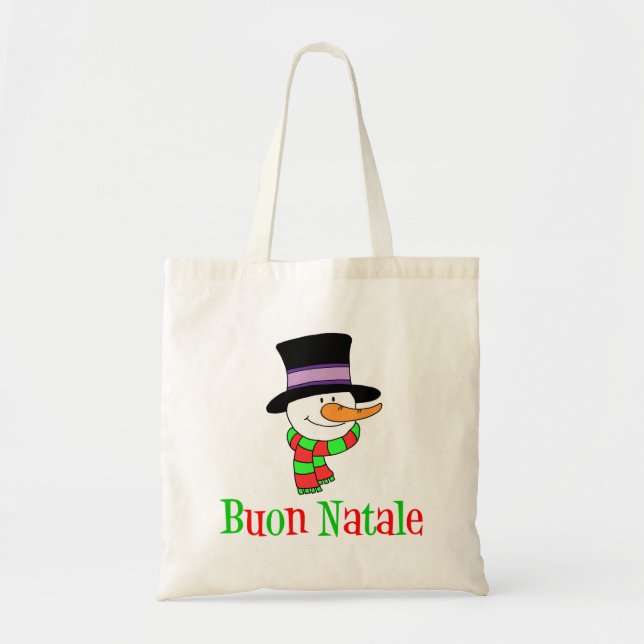 Tote Bag Buon Natale Italien Noël Snowman (Devant)