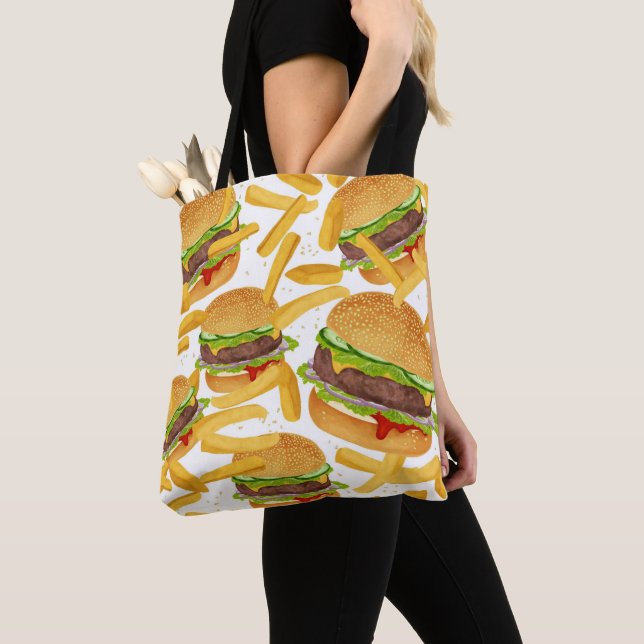 Tote Bag Burgers & Frites   (De près)