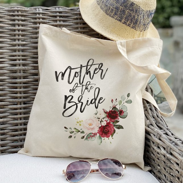 Tote Bag Burgundy Blush floral mère de la mariée (Créateur téléchargé)