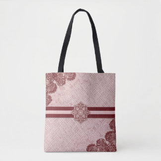 Tote Bag Burgundy & blush pink AI art 