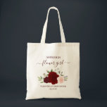 Tote Bag Burgundy Blush Roses Elegant Flower Girl Wedding<br><div class="desc">These beautiful tote bags are a wonderful way to thank your flower girls for being part of your wedding party. They feature a lovely boho chic floral design with a cluster of hand painted watercolor roses in shades of burgundy, red, and blush pink, surrounded by sprigs of eucalyptus leaves and...</div>
