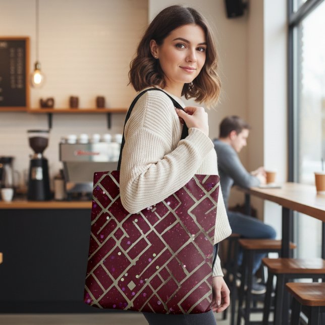 Tote Bag Burgundy Glam Geometric (Créateur téléchargé)