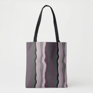 Tote Bag Burgundy, rose et violet rayures ondulées