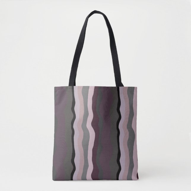 Tote Bag Burgundy, rose et violet rayures ondulées (Devant)