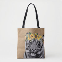 Burlap Tiger noir blanc Tournesol Couronne