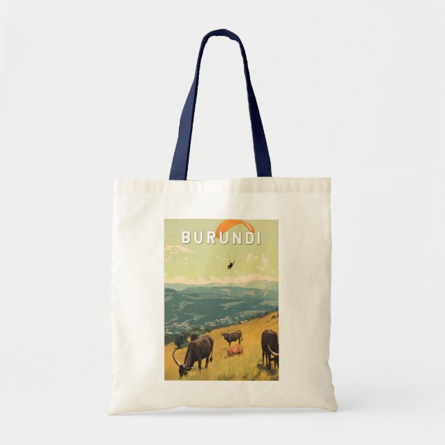 Tote Bag Burundi Illustration Voyage Art Vintage (Devant)