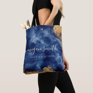Tote Bag Business Luxe Marine Blue Gold Promotionnels
