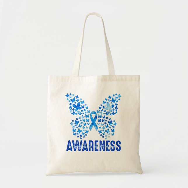 Tote Bag Butterfly ALS Awareness Month Blue Ribbon Support  (Devant)