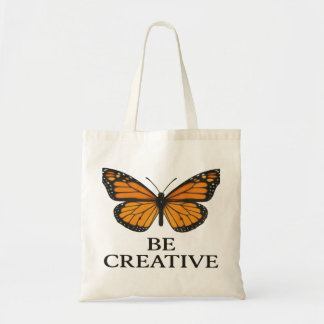Tote Bag Butterfly Inspirational Quote Art – “Be Creative” 