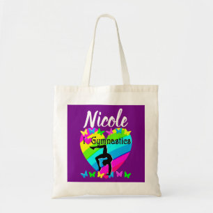 TOTE BAG BUZZZLING PURPLE I LOVE GYMNASTICS DESIGN