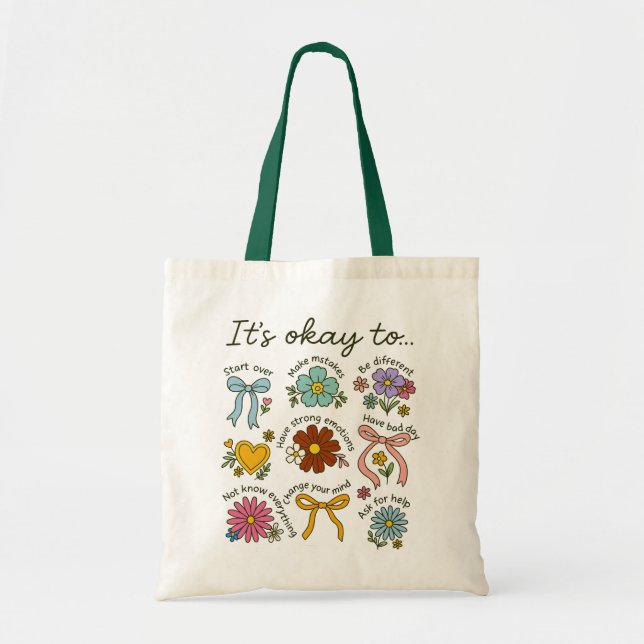 Tote Bag Ça va pour Boho Floral Motivational (Devant)