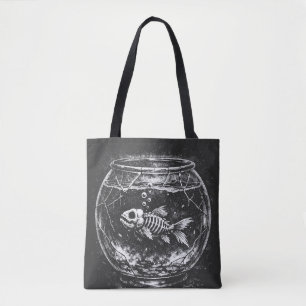 Tote Bag "Ça va super" - Poisson rouge squelettique par Bur
