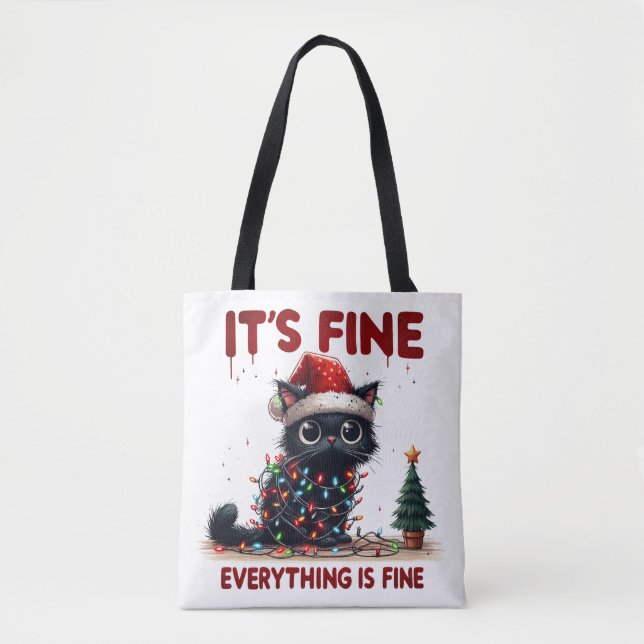 Tote Bag "Ça va, tout va bien !" Chat de Noël (Devant)