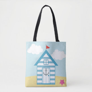 Tote Bag Cabane de plage bleue