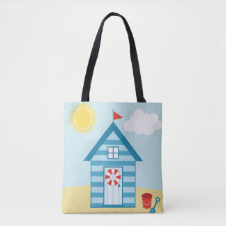 Tote Bag Cabane de plage bleue