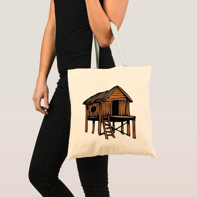 Tote Bag Cabane en bois rustique traditionnelle sur pilotis (Créateur téléchargé)
