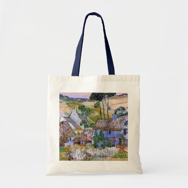 Tote Bag Cabanes à Toit de Chaume par Colline par Vincent v (Devant)