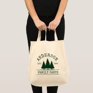 Tote Bag Cabin Family Nom Forest Green Grocery