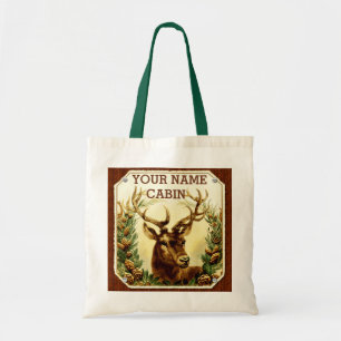 Tote Bag Cabine de cerfs communs personnalisé avec le grai