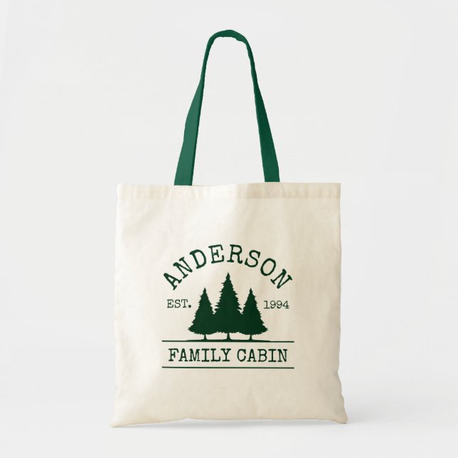 Tote Bag Cabine Nom de famille Forest Green (Devant)