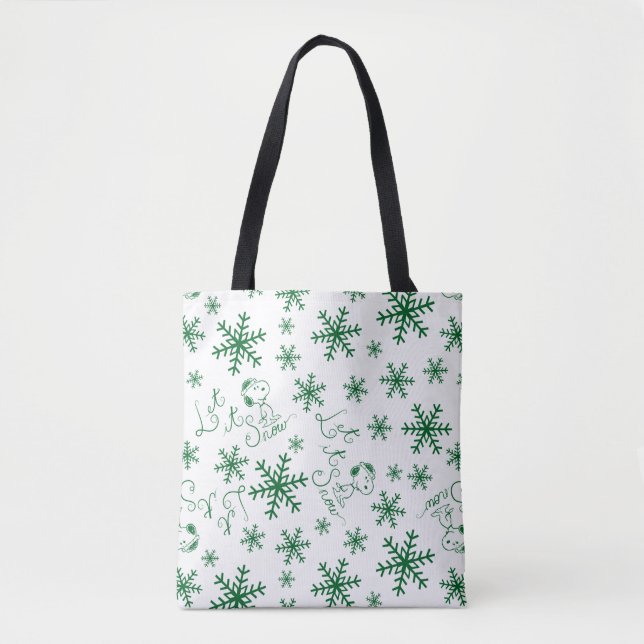 Tote Bag cacahuètes | Christmas Snoopy Let It Snow Motif (Devant)