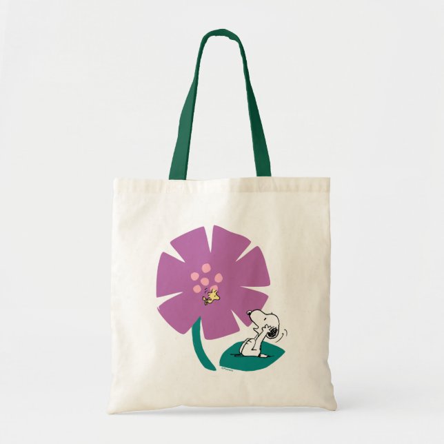 Tote Bag cacahuètes | Illustration de la nature Fleur pourp (Devant)