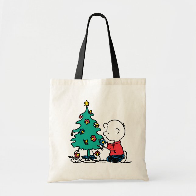 Tote Bag cacahuètes | Lumières de Noël Brown Charlie (Devant)