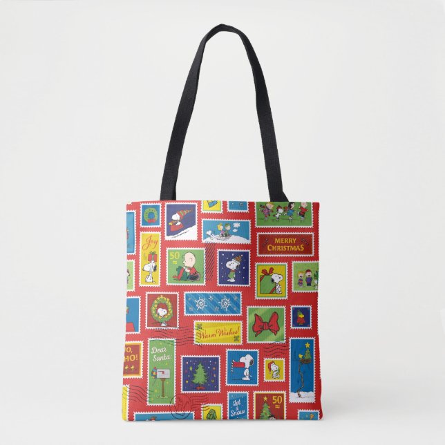 Tote Bag cacahuètes | Motif des timbres de Noël (Devant)