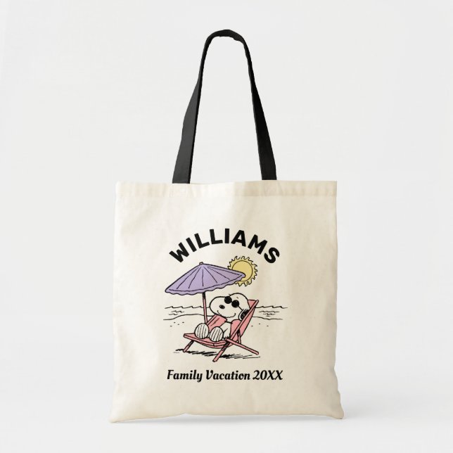 Tote Bag cacahuètes | Snoopy Beach Vacances en famille (Devant)
