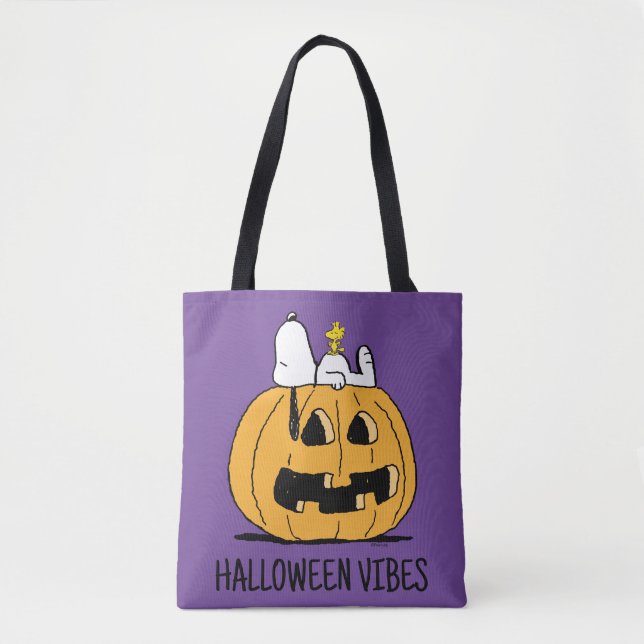 Tote Bag cacahuètes | Snoopy et Woodstock Jack-O-Lantern (Devant)