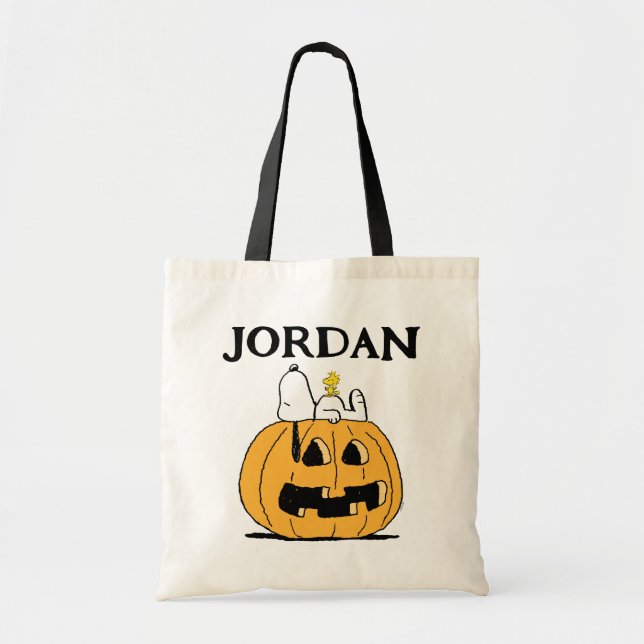Tote Bag cacahuètes | Snoopy et Woodstock Jack-O-Lantern (Devant)