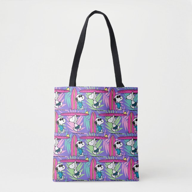 Tote Bag cacahuètes | Snoopy Purple Surf Motif (Devant)