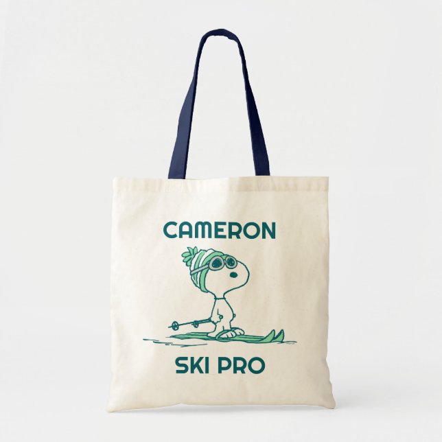 Tote Bag cacahuètes | Snoopy sur Skis (Devant)