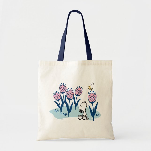 Tote Bag cacahuètes | Snoopy & Woodstock Flower Garden (Devant)