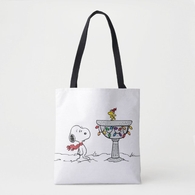 Tote Bag cacahuètes | Snoopy & Woodstock Froid Birdbath (Devant)