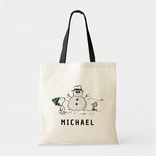 Tote Bag cacahuètes | Snoopy & Woodstock Snowman | Ajouter  (Devant)