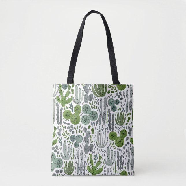 Tote Bag Cactus Aquarelle main peint Motif (Devant)