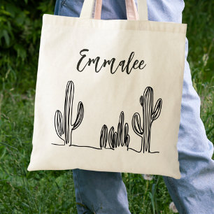 Tote Bag Cactus Bohème Noir et Blanc