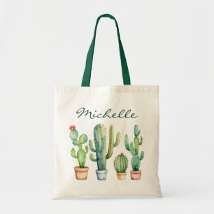 Tote Bag Cactus Cactées Aquarelle Moderne Désert Plante Gra