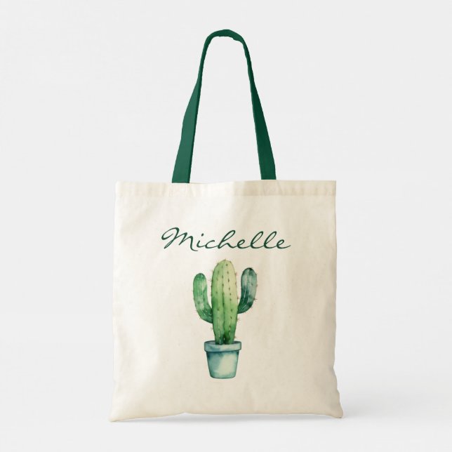 Tote Bag Cactus Cactées Désert Succulente Aquarelle Moderne (Dos)