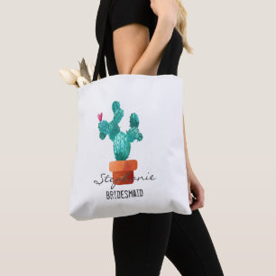 Tote Bag Cactus de cœur Amour Mariage Demoiselle d'honneur 
