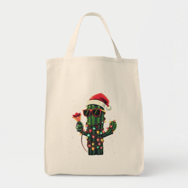 Tote Bag Cactus de Noël cool avec Amaryllis (Devant)